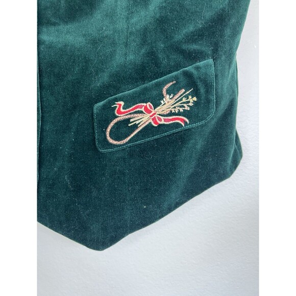 Susan Bristol New Traditions‎ Vest Women's 16 Green Velvet Embroidered Pockets - Picture 5 of 10